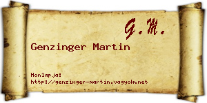 Genzinger Martin névjegykártya